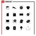 Stock Vector Icon Pack of 16 Line Signs and Symbols for love, head, gear, mind, empathy Royalty Free Stock Photo