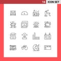 Stock Vector Icon Pack of 16 Line Signs and Symbols for massage, shower, bottle, faucet, bathroom