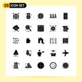 Stock Vector Icon Pack of 25 Line Signs and Symbols for mobile, tube, round, sound, analog