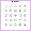 Stock Vector Icon Pack of 25 Line Signs and Symbols for notepad, education, cabriolet, transportation, subway