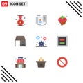 Stock Vector Icon Pack of 9 Line Signs and Symbols for office material, furniture, food, desk drawer, heart