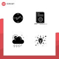 Stock Vector Icon Pack of 4 Line Signs and Symbols for open, cloud, check, file, weather