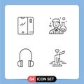 Stock Vector Icon Pack of 4 Line Signs and Symbols for phone, headphones, android, avatar, support