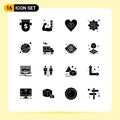 Stock Vector Icon Pack of 16 Line Signs and Symbols for planet, setting, routine, gear, love Royalty Free Stock Photo