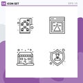 Stock Vector Icon Pack of 4 Line Signs and Symbols for planning, online, start up, research, sale