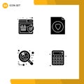 Stock Vector Icon Pack of 4 Line Signs and Symbols for quality, cell, shopping, file, red