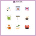 Stock Vector Icon Pack of 9 Line Signs and Symbols for rake, garden, mail, money, atm