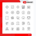 Stock Vector Icon Pack of 25 Line Signs and Symbols for real estate, dollar house, target, process, key board Royalty Free Stock Photo