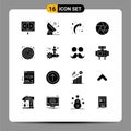 Stock Vector Icon Pack of 16 Line Signs and Symbols for search, photo, space, focus, aperture