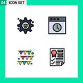 Pack of 4 Modern Filledline Flat Colors Signs and Symbols for Web Print Media such as setting, data, app, festival, page