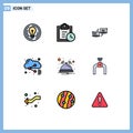 Stock Vector Icon Pack of 9 Line Signs and Symbols for sharing, file, exchange, cloud, data