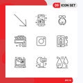 Stock Vector Icon Pack of 9 Line Signs and Symbols for social, instagram, ladybird, camera, level