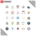 Stock Vector Icon Pack of 25 Line Signs and Symbols for transfer, internet, contact, product, deployment