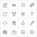 Stock Vector Icon Set of 16 Line Symbols for add, file, button, fireworks, circus