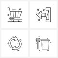 Stock Vector Icon Set of 4 Line Symbols for business, direction, exit, logout, refresh