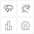 Stock Vector Icon Set of 4 Line Symbols for cloud, sty, Christmas, light, design