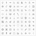 Stock Vector Icon Set of 81 Line Symbols for electronics, computer, bbq, laptop, file