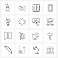 Stock Vector Icon Set of 16 Line Symbols for game, house, photography, wood, to