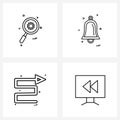 Stock Vector Icon Set of 4 Line Symbols for search, direction, gear, ui, arrow