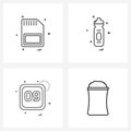 Stock Vector Icon Set of 4 Line Symbols for sim; date; mobile; water