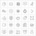 Stock Vector Icon Set of 25 Line Symbols for tools, gear, clipboard, pen, up