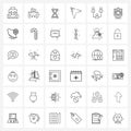 Stock Vector Icon Set of 36 Line Symbols for work, structure, pointer, organization, direction