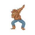 Werewolf wolfman character dancing dab step