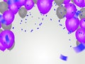 Stock vector illustration party flying purple and various colors realistic balloons. Defocused macro effect. Templates for Royalty Free Stock Photo