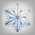 Stock vector illustration realistic snowflake isolated on a transparent background. EPS 10