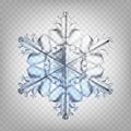 Stock vector illustration realistic snowflake. Isolated on a transparent background. Fall of snow. Flake of snow. EPS 10