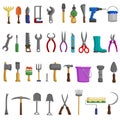 Stock vector illustration set isolated icons building tools repair, construction buildings, drill, hammer, screwdriver, saw, file, Royalty Free Stock Photo