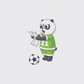 Stock vector illustration sticker emoji emoticon emotion isolated illustration character kicker panda football player