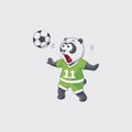 Stock vector illustration sticker emoji emoticon emotion isolated illustration character kicker panda football player