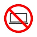 Stock vector of no laptop. Prohibition for accessing laptop. Don`t use computer