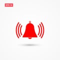 Ring bell alarm red icon vector