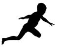 Silhouette of little a boy jumps