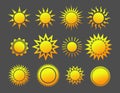 stock vector yellow sun cartoon icon. set of sun orange. icons sun pictogram Royalty Free Stock Photo