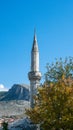 Vertical photo of Mostar mosque minaret, Herzegovina