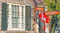 Stockade Historic District street pole at Christmas and Revolutionary War era home