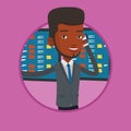 Stockbroker at stock exchange vector illustration.