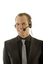 Stockbroker wearing headphones Royalty Free Stock Photo