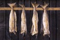 Stockfish is unsalted fish, especially cod, dried by cold air