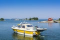 Stockholm archipelago: classic touring motorboat Flipper Royalty Free Stock Photo