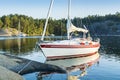 Stockholm archipelago: moored sailingboat in natural harbour