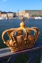 Stockholm city golden crown on Skeppsholmsbron