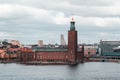 The Stockholm City Hall by the river Riddarfjarden, a classical picture, Sweden Royalty Free Stock Photo