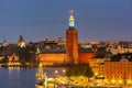 Stockholm City Hall at night, Stockholm, Sweden Royalty Free Stock Photo