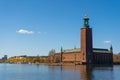 The Stockholm City Hall Stockholms stadshus. View with Malaren lake from the old town Royalty Free Stock Photo