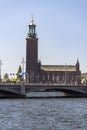 Stockholm City Hall tower looking down the Lilla VÃÂ¤rtan Royalty Free Stock Photo