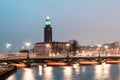 Stockholm City Hall (Stadshuset) at Night, Sweden Royalty Free Stock Photo